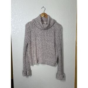 Free People Pink Marled Ballet Combo Turtleneck Sweater Large Cropped